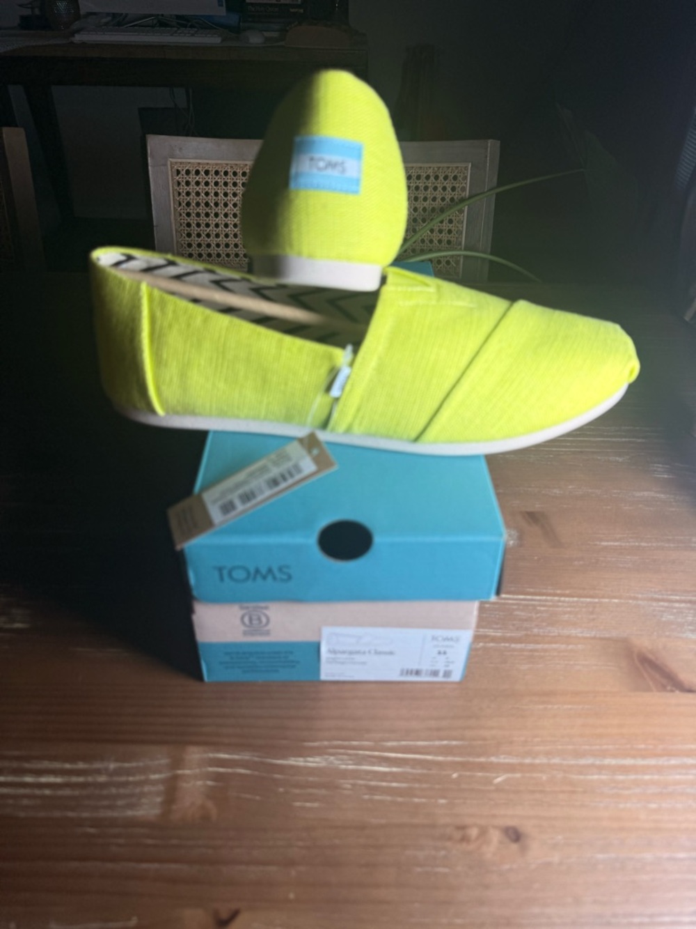 Toms Alpargata Classic Lime Green Canvas Shoe Box